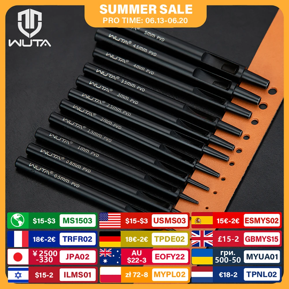 

WUTA 1PC Leather Punching Tool Round Hole Hollow Puncher Black Titanium Plated Anti-rust DIY Craft Tool for Belt,Watch Band