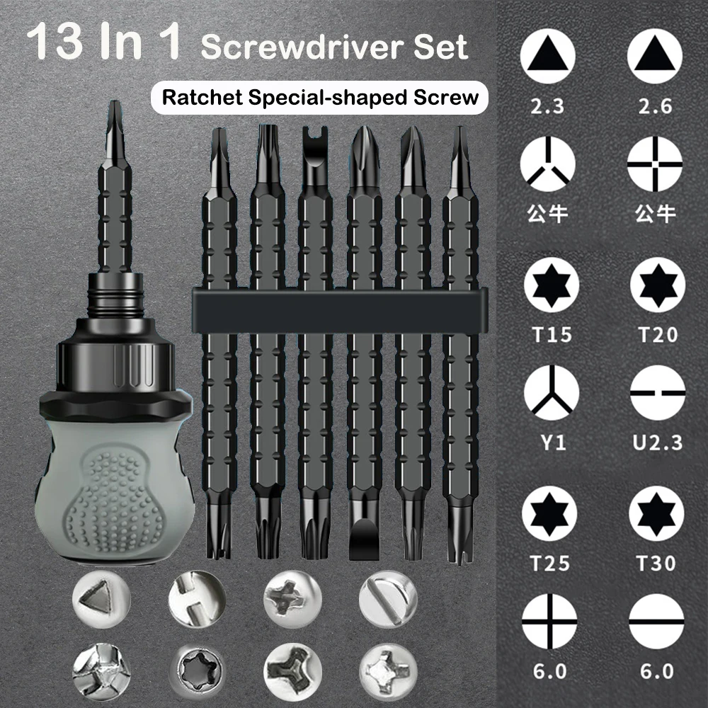 17 In 1 Triangle Screwdriver For Xiaomi Screw Special Shaped Magnetic Telescopic Ratchet Screw Torx Key U-Type Set Hand Tools