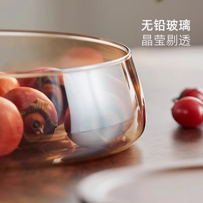 Glass fruit plate, living room coffee table, household exquisite high-value dried fruit candy snacks placed on plates