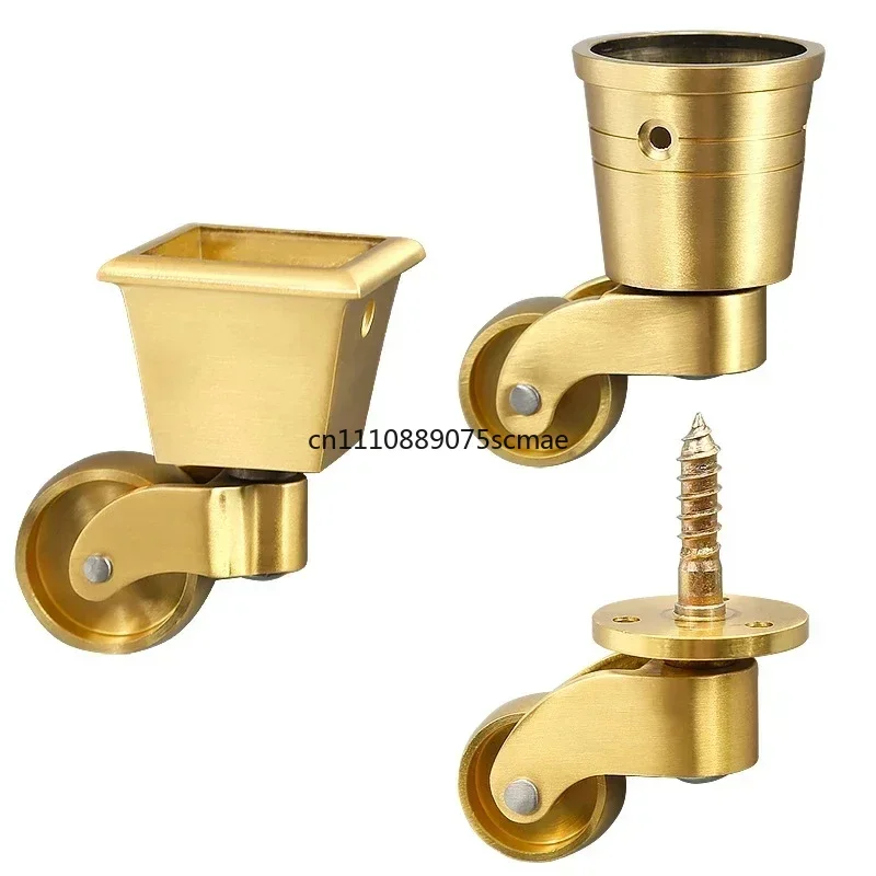 4Pcs Multi-size Brass Caster Wheels, Silent Reinforced Casters for Sofa Chair Cabinet Workbench