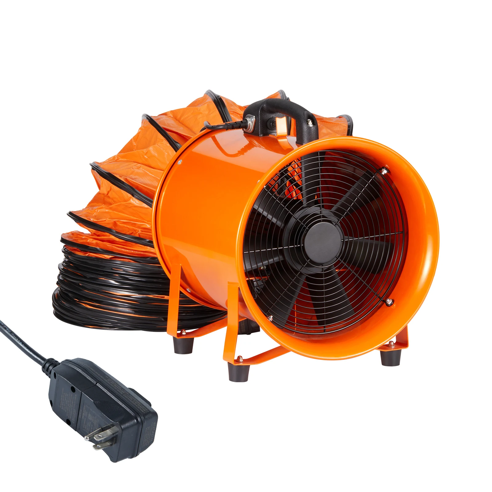 VEVOR Portable Ventilator 406.4m Cylinder Fan with 5m Duct Hose 900W Strong Shop Exhaust Blower for Sucking Dust Smoke