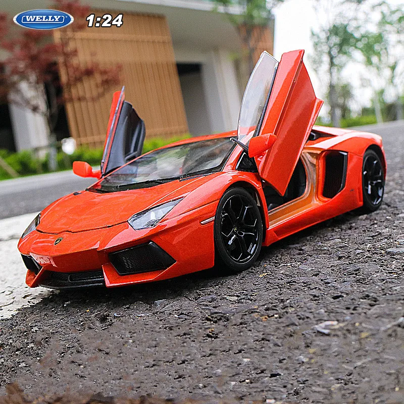WELLY 1:24 LP700-4 Red Car Alloy Car Model Simulation Car Decoration Collection Gift Toy Die Casting Model