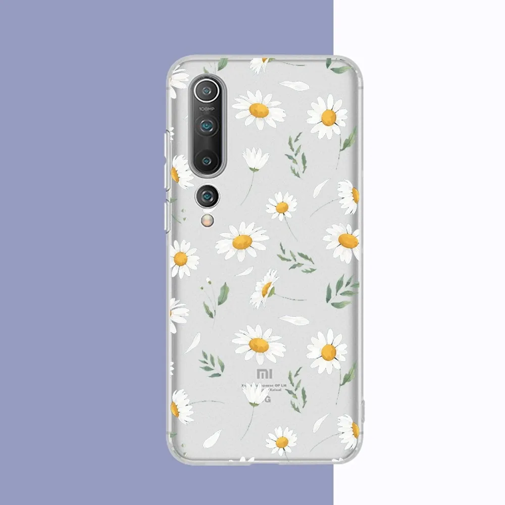 Summer Daisy Flower Phone Case For Samsung S 20 21 22 23 for Redmi Note7 8 9 10 for Huawei P20 30 40 Clear Case