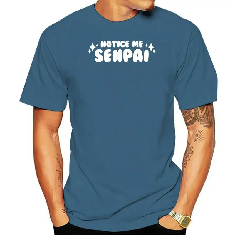 Brand88 - Notice Me Senpai Ladies Printed T-Shirt