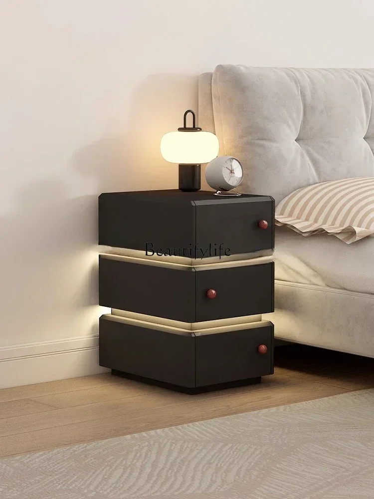 

12Extremely Narrow Bedside Table Mini Small Italian Style Ultra Narrow Gap Storage Cabinet Customizationlx