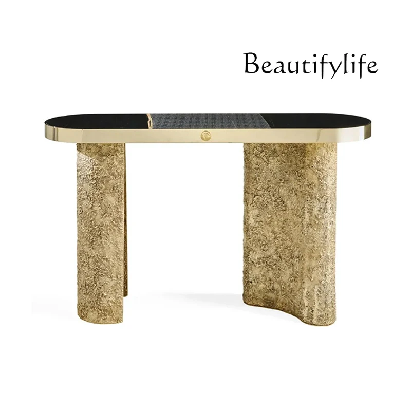 Light luxury marble entrance table designer decorative strip desk living room wall view table