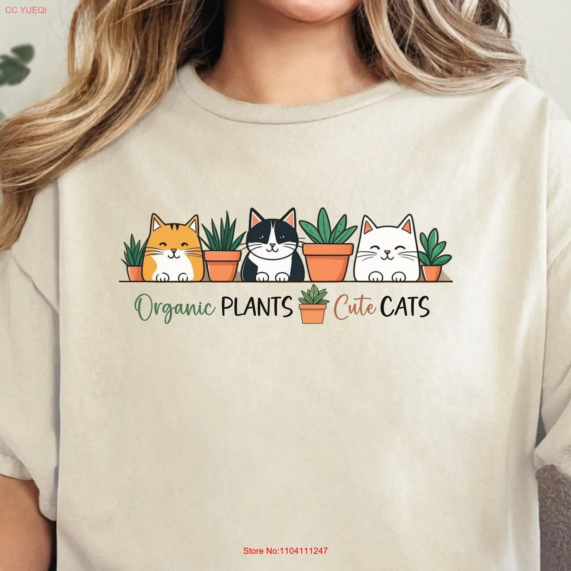 HOUSEPLANTS and CATS T Shirt Plants Cotton Perfect for Cat Lover Organic Gardening Enthusiasts long or short sleeves