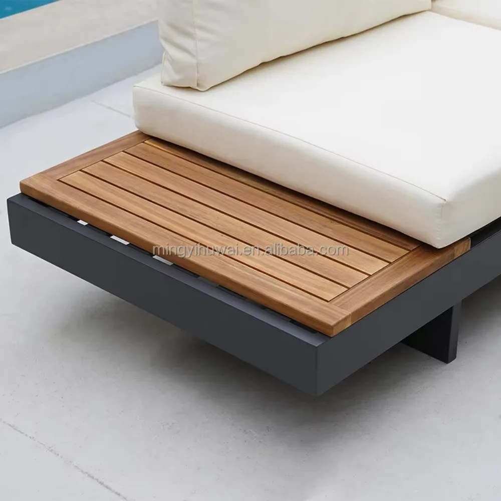 الحديثة الفاخرة أثاث خارجي حديقة فناء خشب الساج طقم أريكة خشبية الألومنيوم في الهواء الطلق طقم أريكة الأثاث الأريكة مجموعة