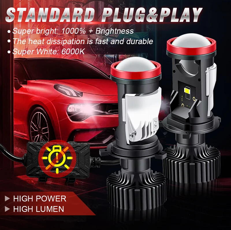 جهاز عرض للسيارة المصباح ، قابس وتشغيل H4 LED LHD ، عدسة Anbus صغيرة ، رقاقة CSP ، ضوء توربو عالي منخفض الشعاع ، 12 فولت