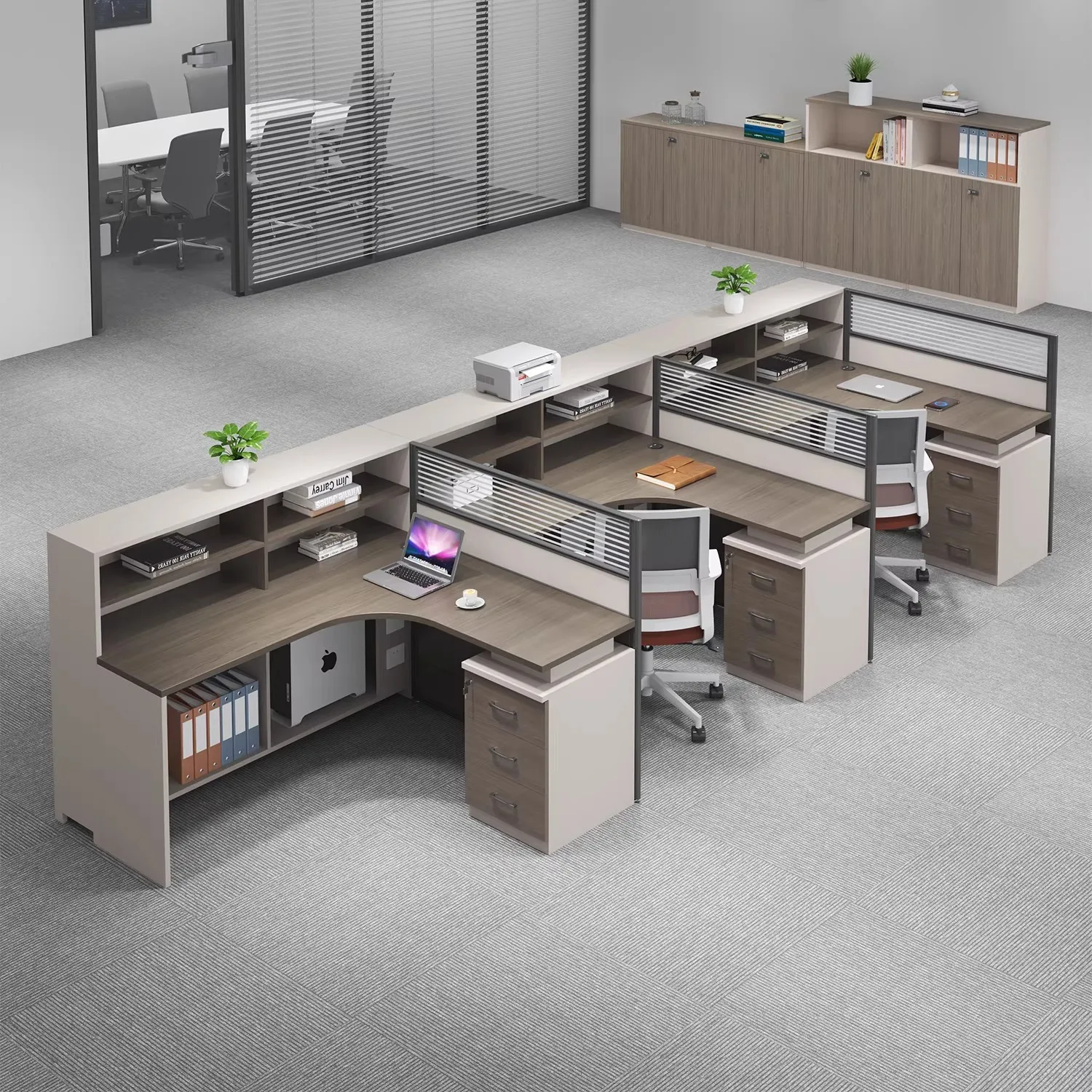 Staff Office Desk And Chair Combination Simple Modern 2/4/6 Workstation Table Screen Card Seat Finance Office Furniture