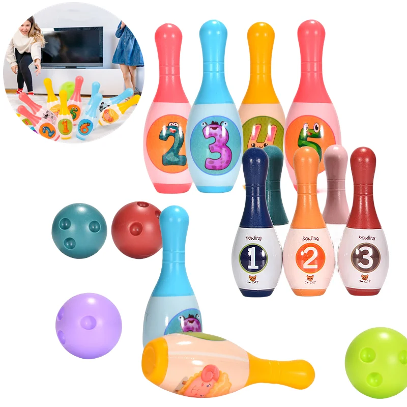 Bowling Game Set Animal Number Learning Education Toys For Kids Toddlers Interactive Indoor Sports Toys For Kid Gift