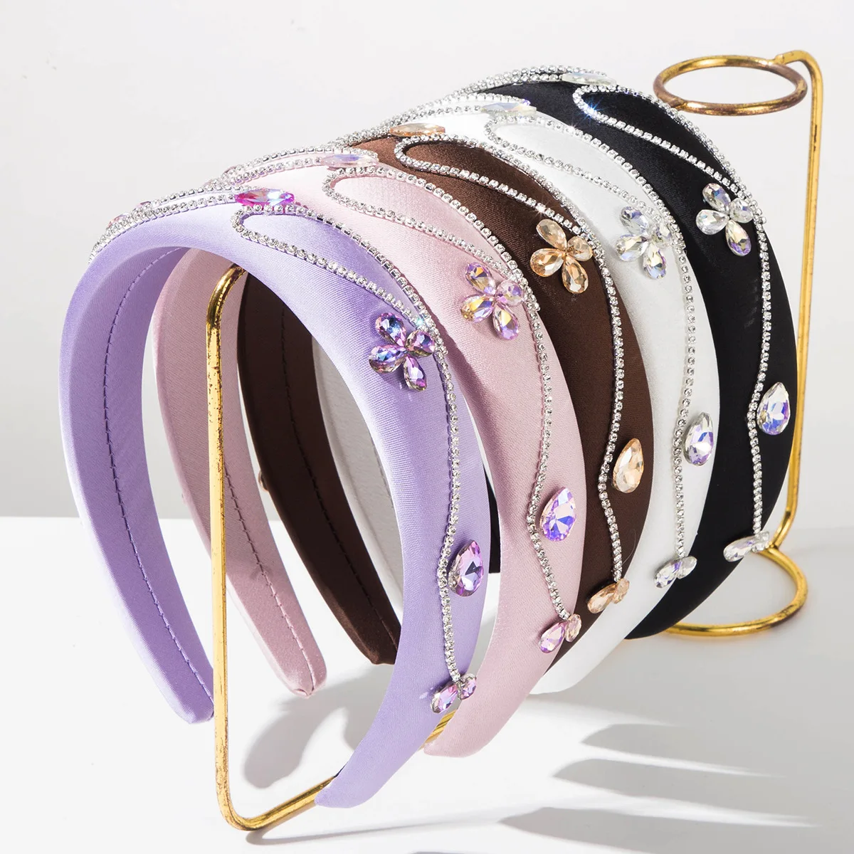 Ytterbium Sen headband Korean sweet and fresh diamond-set flower wide-edge headband femininity elegant hair accessories vacation
