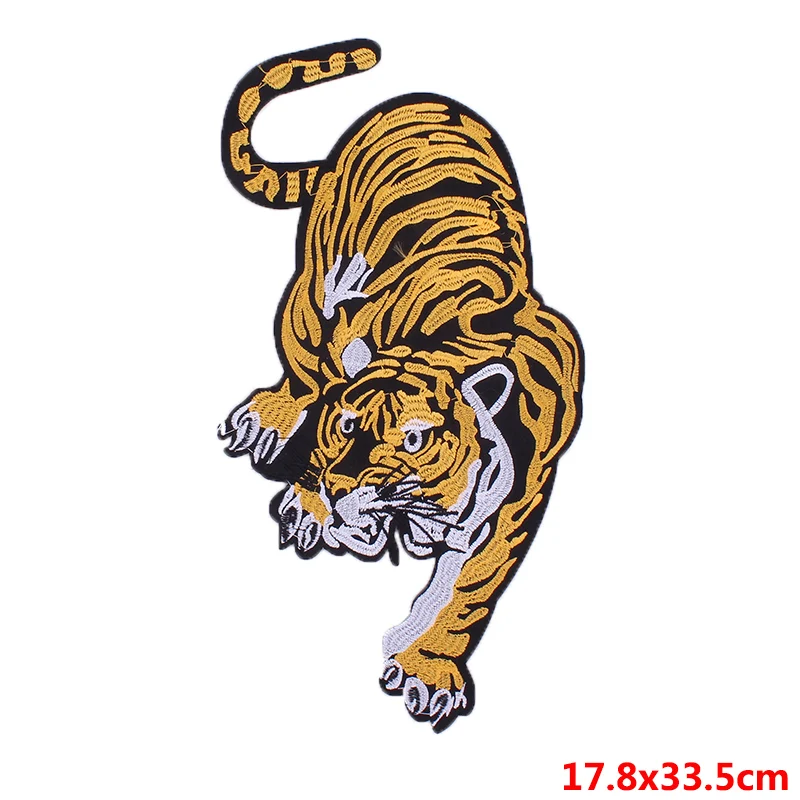 Tigers Back Patch Large Embroidered Patches On Clothes Stripe For Jacket DIY Animal Applique Iron On Patches Big Sewing Stickers