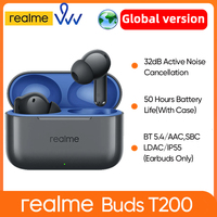 Global Version realme Buds T200 TWS Earphone 32dB Active Noise Cancellation True Wireless 50 Hour Battery Bluetooth 5.4 IP55