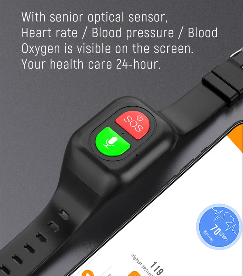 Elderly GPS Tracker 4g Phone Watch SOS One Key Call Anti-wandering Tracker Sports Pedometer Bracelet Heart Rate Blood Monitoring