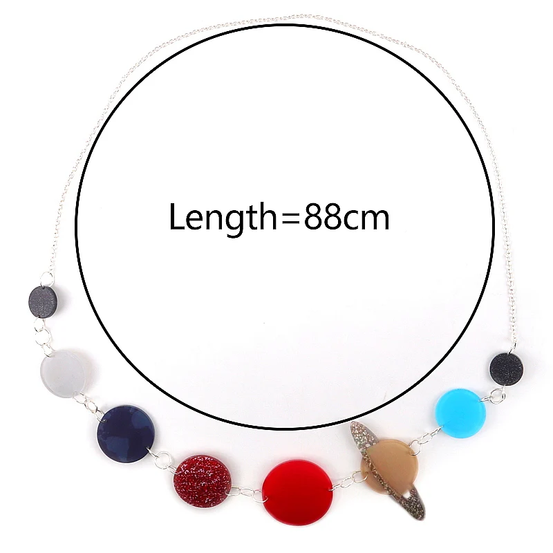 FishSheep Trendy Glitter Acrylic Planet Solar System Pendant Long Necklaces for Women Resin Multi Color Necklace 2023 Jewelry