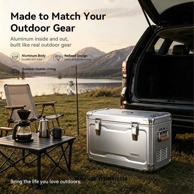 N87 High End 35L 38QT Aluminum Alloy Cabinet Minus 18C Fast Cooling Low Noise 12V 24V DC Overlanding Portable Car Refrigerator