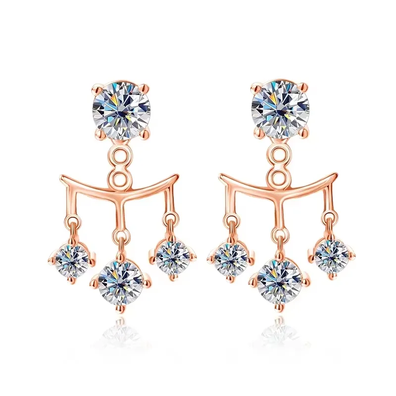 Smyoue 2CTTW Full Moissanite Drop Earrings for Women Sparkling Brilliant Cut S925 Sterling Silver Plated 18k Wedding Jewelry
