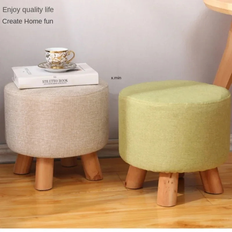 

Fabric Small Stool, Fashionable Home, Wooden Low Stool, Creative Shoe Furniture, Adult Living Room Small Round Stool