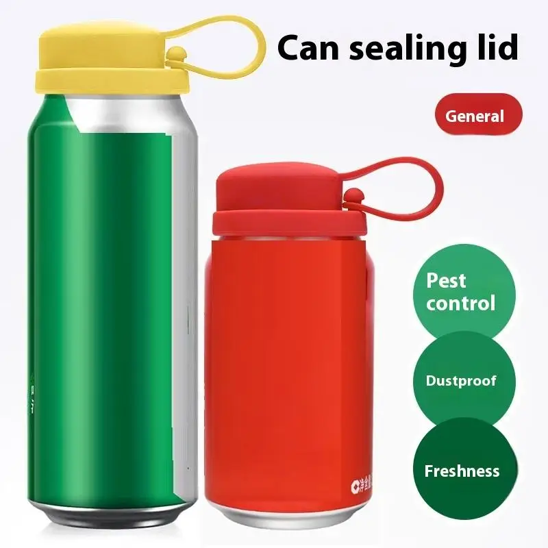

Dishwasher Safe Silicone Can Lid Spill Resistant Secures Closures Reusable Cover With Straw For Beer Beverage Container