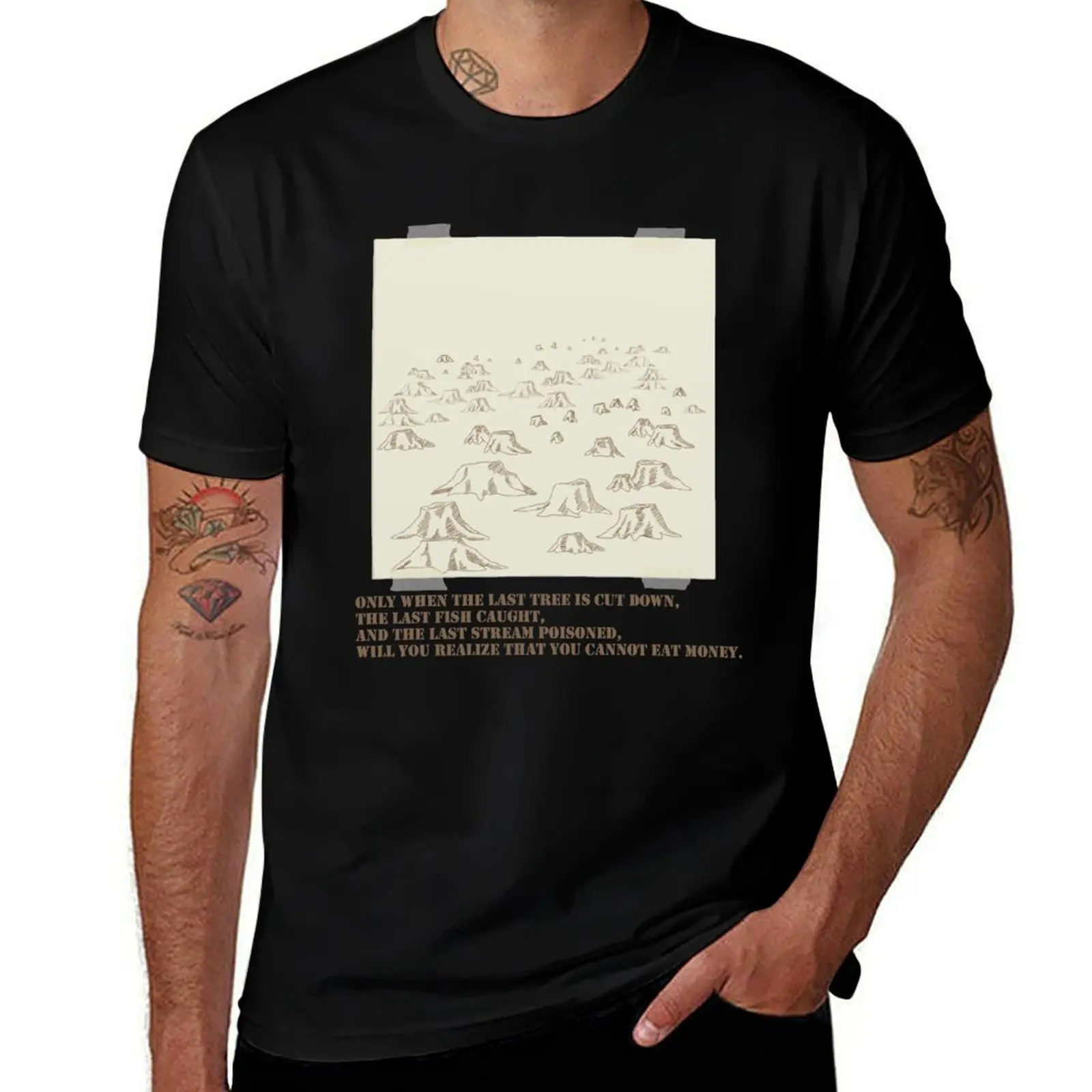 When the Last Tree Is Cut Down T-Shirt Basic Solid Color Short Sleeve Cotton Top T-Shirt