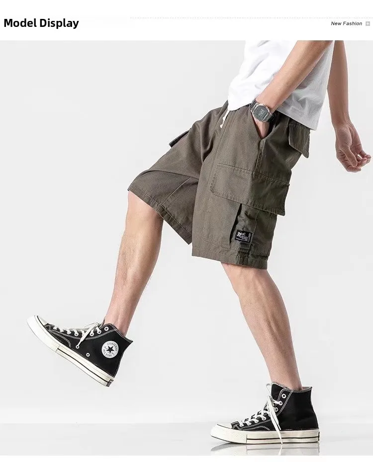 Pantaloni a cinque quarti larghi casual in seta di ghiaccio sottile estiva da uomo Abbigliamento da lavoro Gamba dritta Vita alta in cotone Gioventù Faionable orts