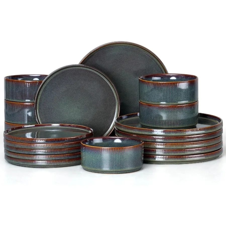 

Наборы керамической посуды, 18 предметов, современные наборы тарелок и мисок, кухонный обеденный фарфоровый набор посуды для 6 стружней и царапин