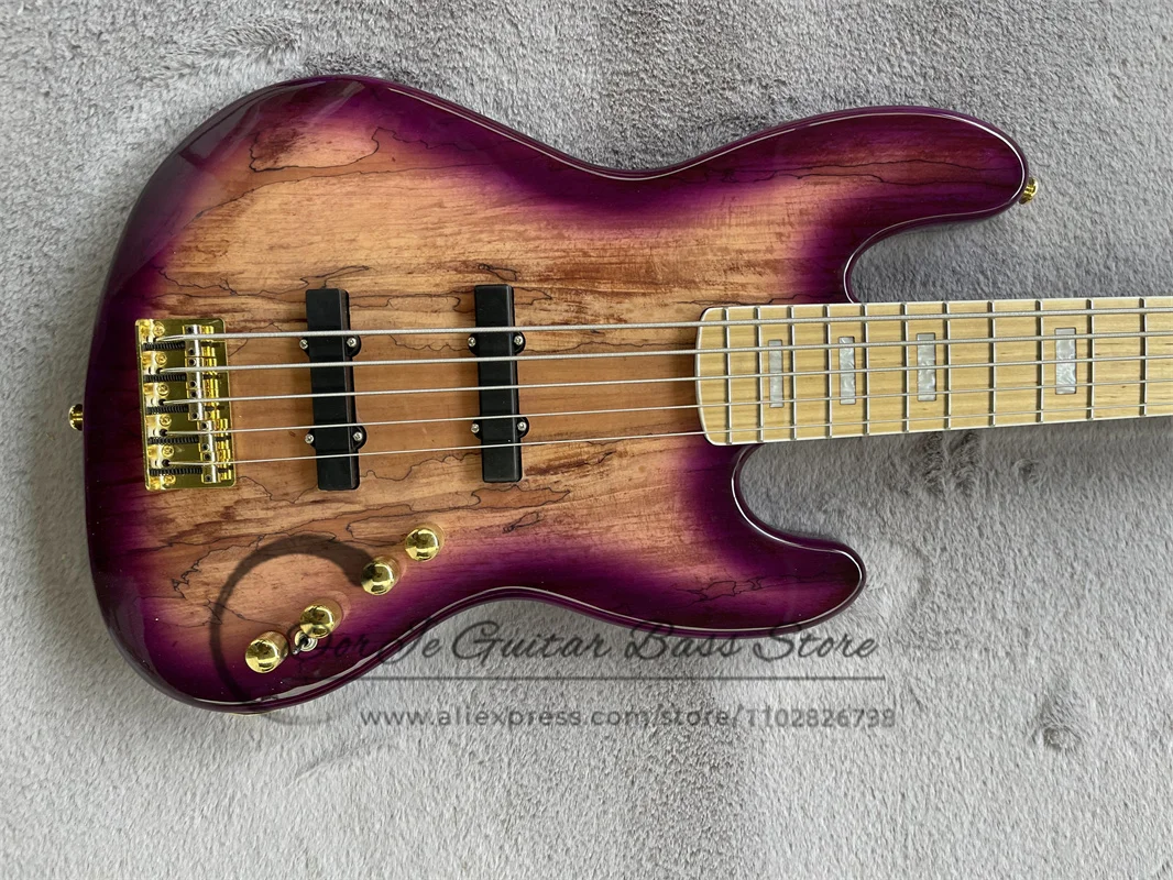 Classic 5 Strings Bass Guitar Mahogany body Maple Neck Gold Bridge Strings Piercing Body Support Custom Color