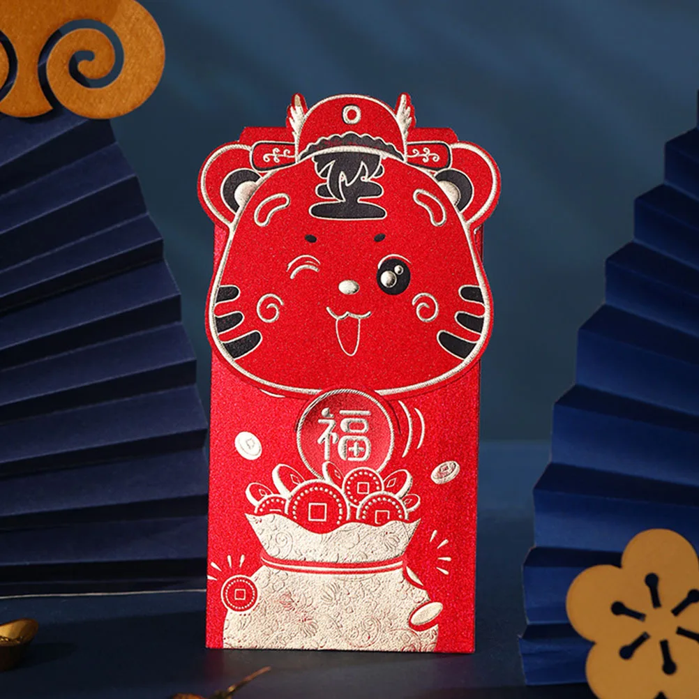 

16Pcs Chic Tiger Pattern Red Envelopes Luck Money Pouch Cash Storage Packet Chinese New Year Money Bag Gift Decoration