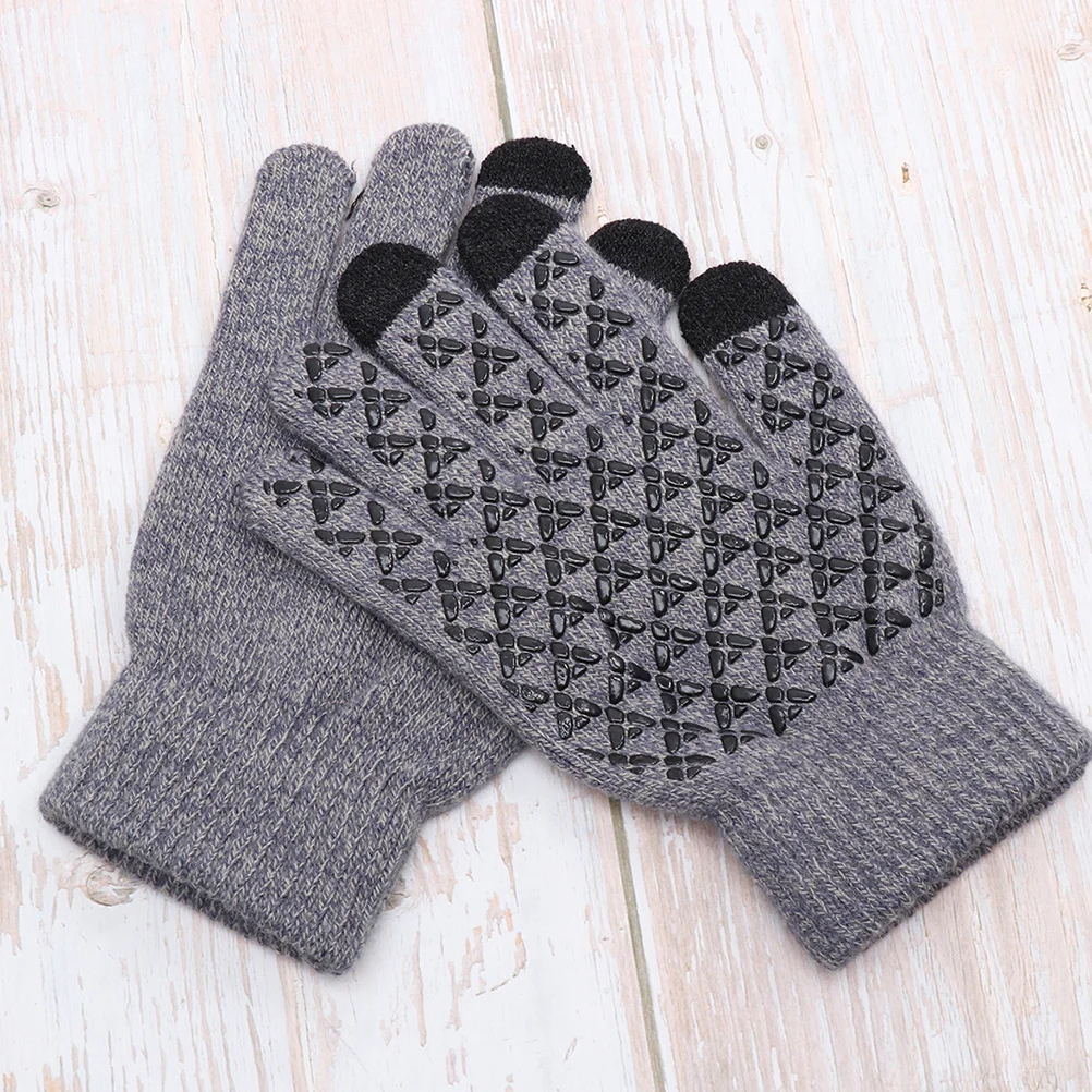 

2 Pairs Thermal Touchscreen Gloves Simple Warm Knitted Anti-slip Thicken for Winter