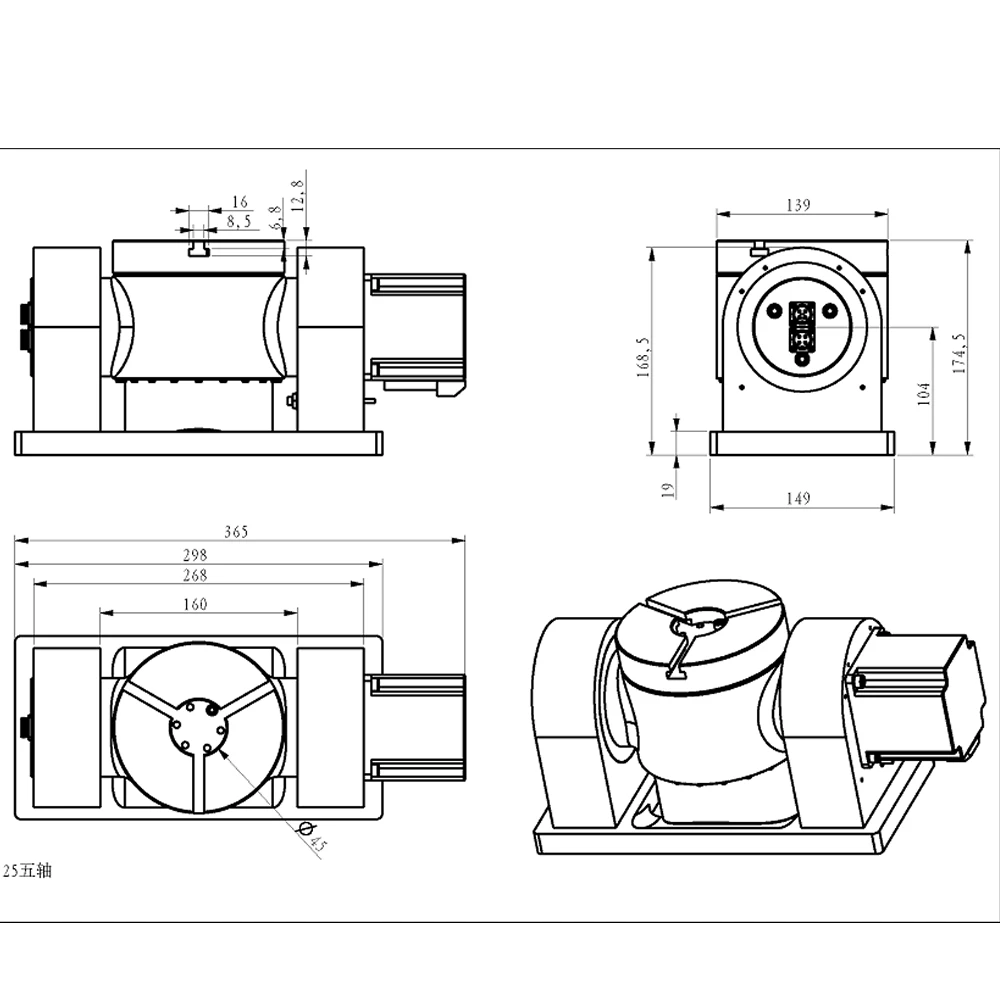 Harmonic Drive Reducer CNC 4th 5th A C Axis Rotary Axis Speed Reducing Ratio 50:1 NEMA34 86 Stepper Motor for Milling Machine