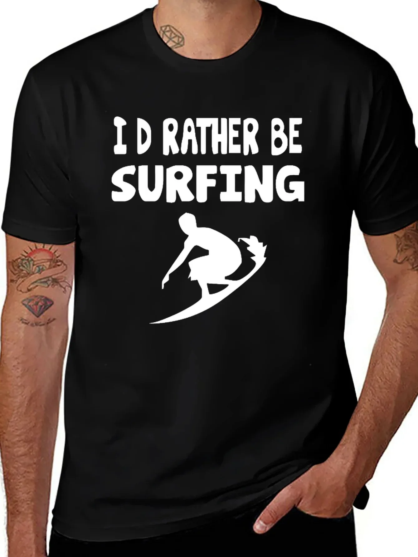 

Мужская футболка с принтом Id Rather Be Surfing, хлопковые футболки, забавная футболка, летняя одежда, спортивные топы, мужская рубашка большого размера