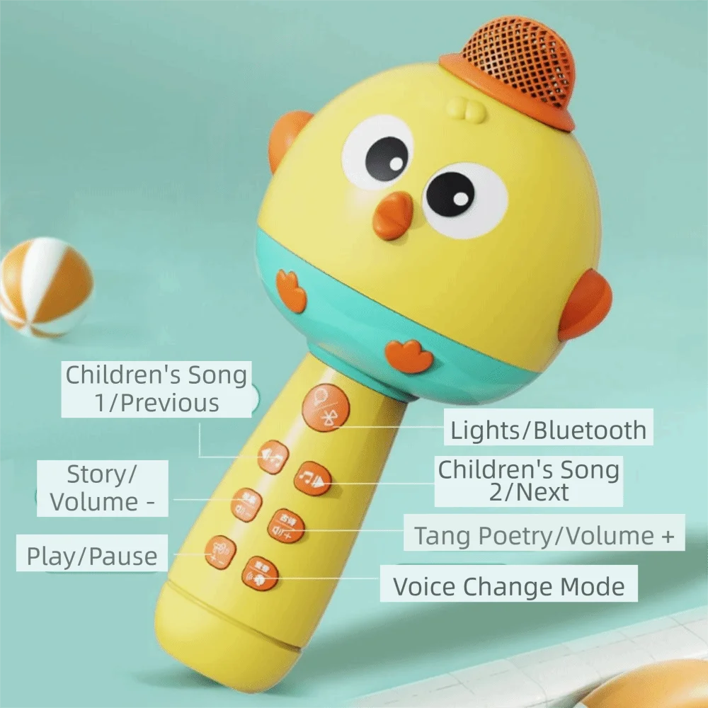 Microfone Sem Fio para Crianças, Música Bluetooth, Karaoke Educacional, Máquina de Cantar Portátil para Festas em Família