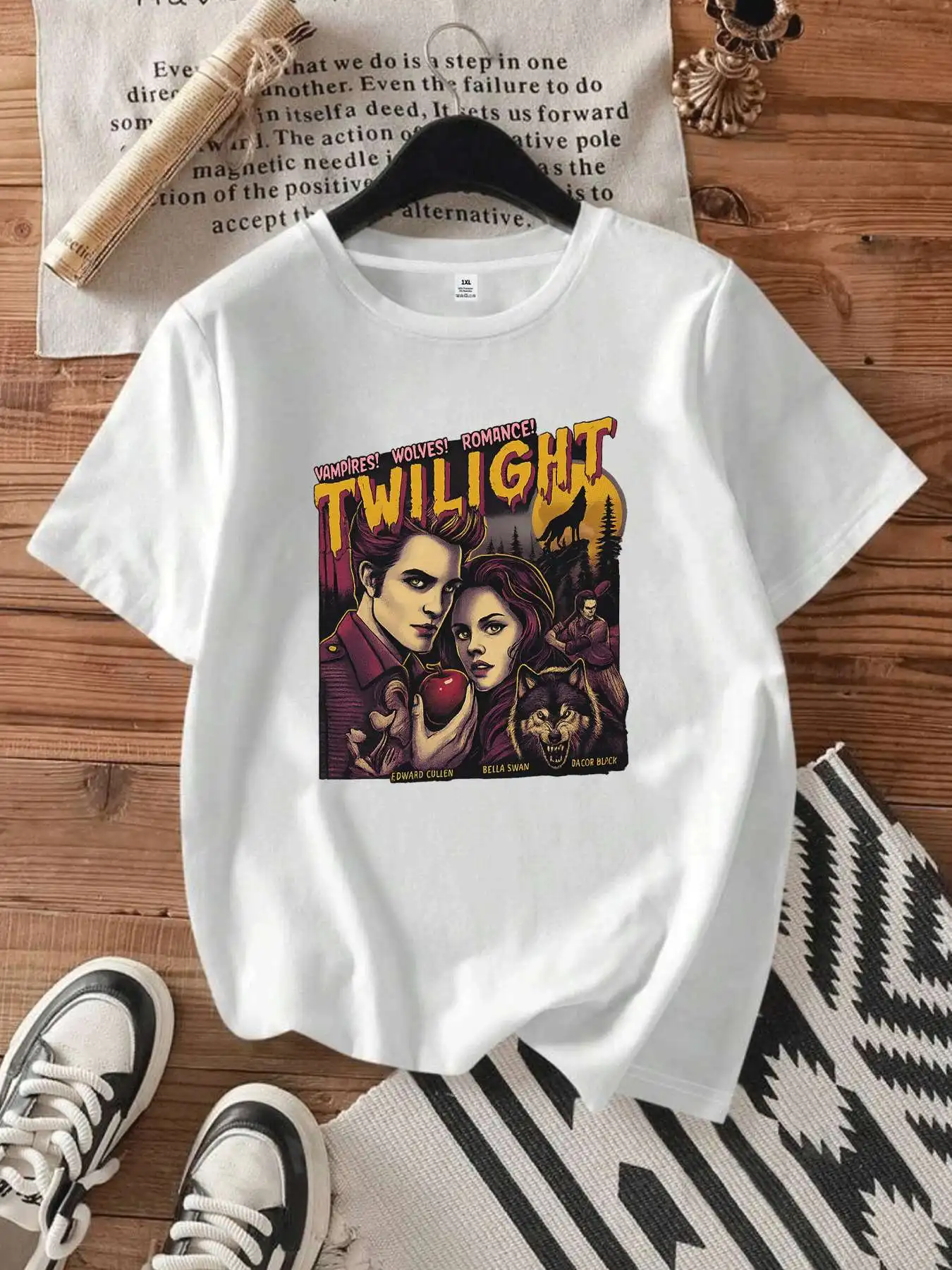 

【1144520】Женская футболка больших размеров с круглым вырезом и короткими рукавами, эластичными половинными рукавами и модными принтами