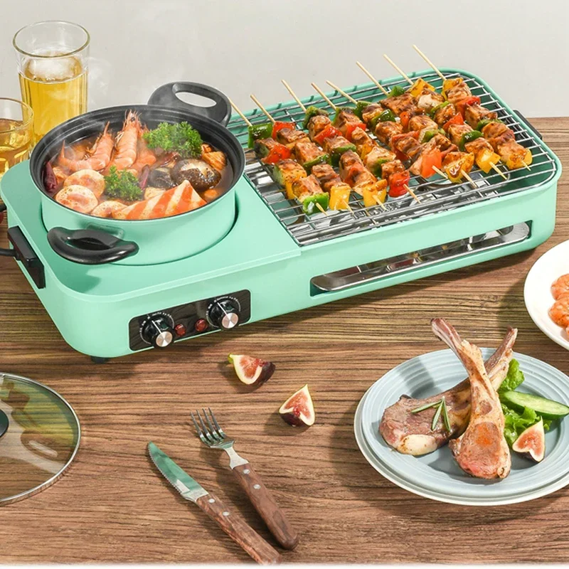 Electric Grill Household Smokeless Rack Barbecue Pot, Indoor Electric Grill  All-in-one Pan Barbecue