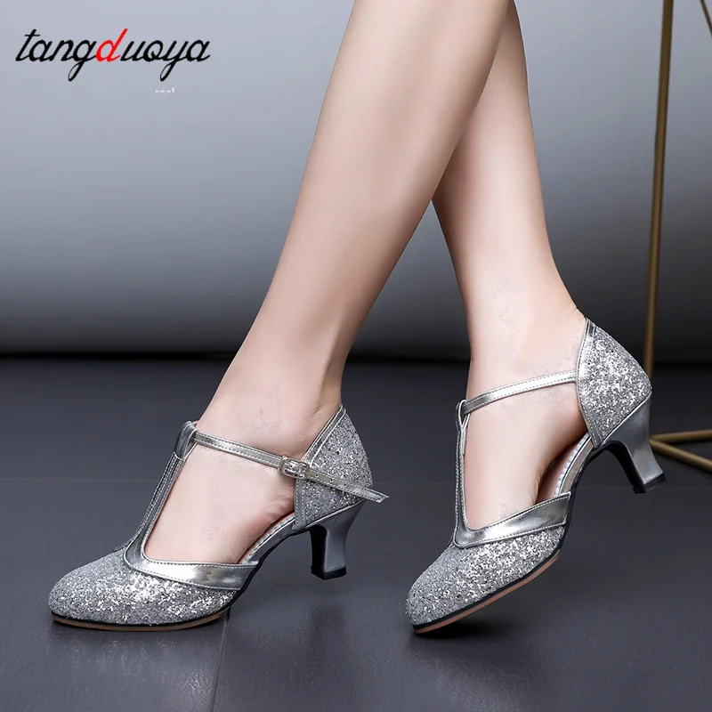 Women\'s Modern Dance Shoes Girls Latin Dancing Shoes Soft Outsole Ballroom Dance Shoes For Ladies High Heeled