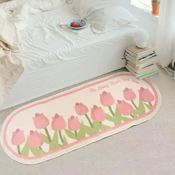 Plush Pink Thick Carpet Girls Bedroom Cute Bedside Rugs Fashion Cloakroom Decorative Rug Non-slip Small Floor Mat Washable