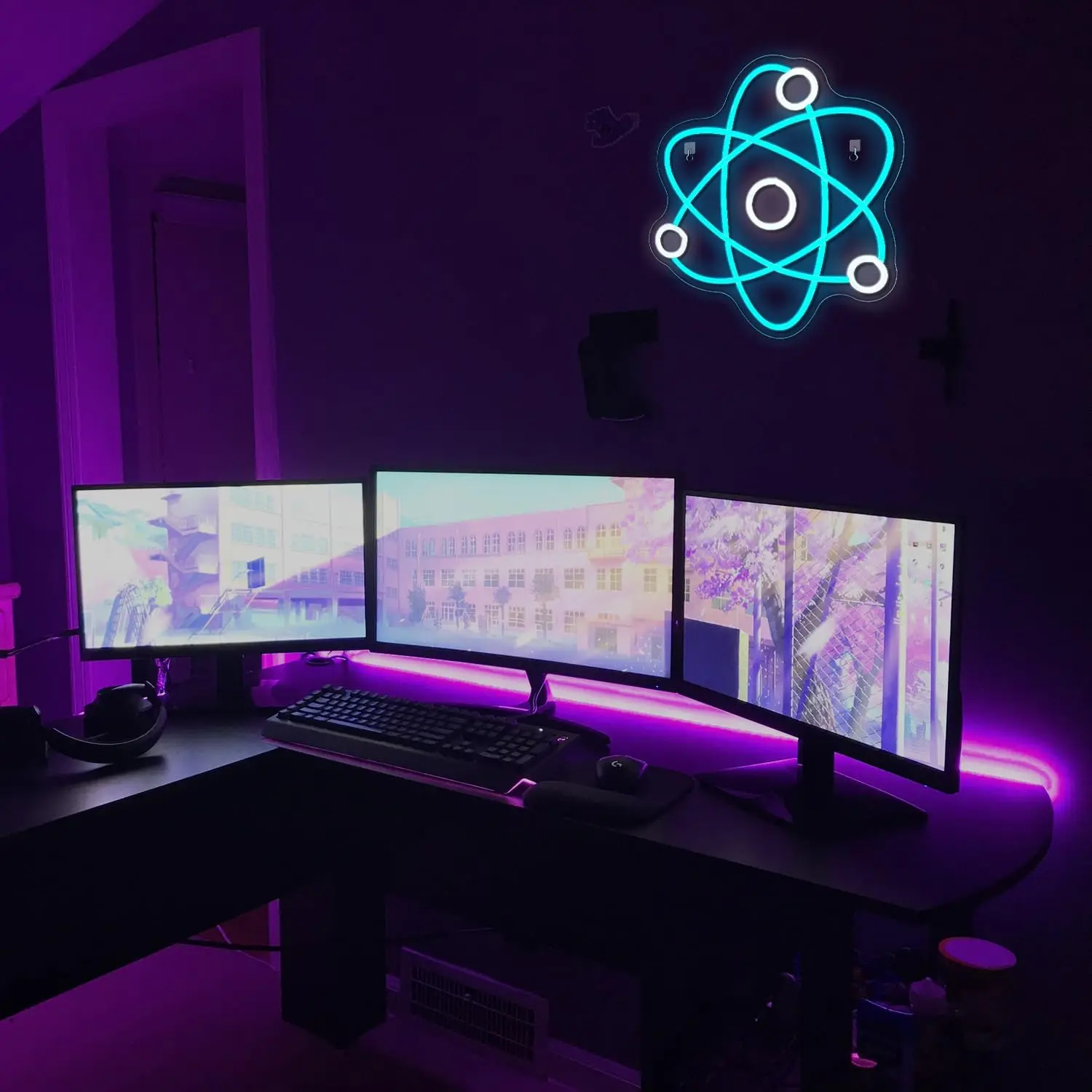 Atomic Structure LED Neon Sign USB Powered Dimmable Cyberpunk Neon Light for Modern Study Room Party Minimalist Sci-Fi Decor