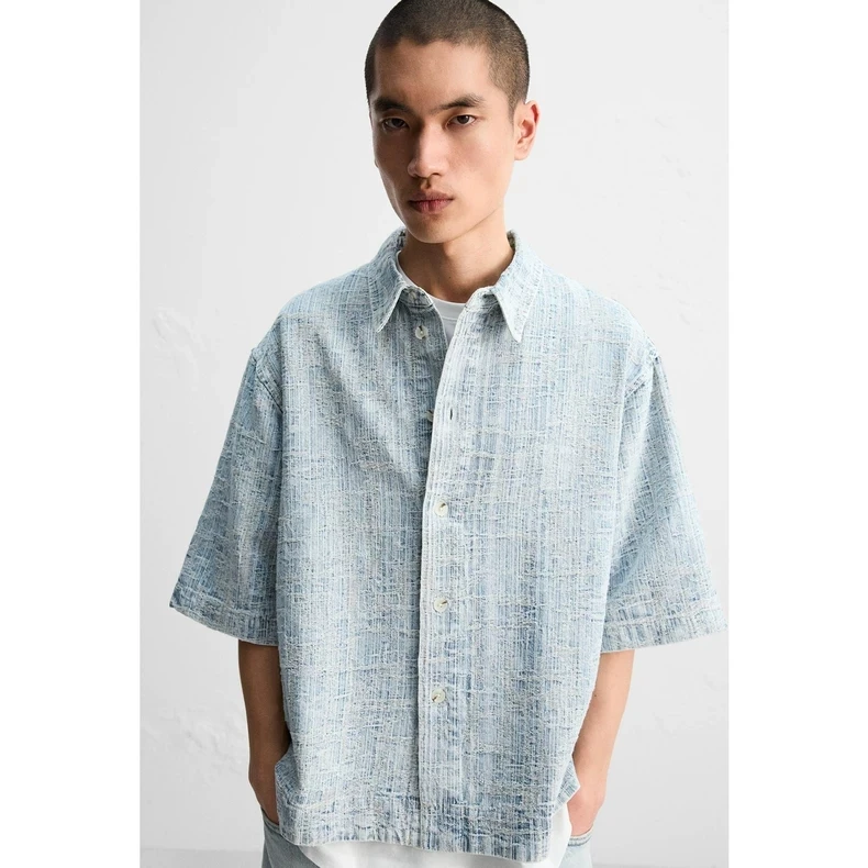 

Свободный ort Sve irt, мужской летний новый повседневный модный отложной воротник с вышивкой, нерегулярный крой, молодежная стандартная длина