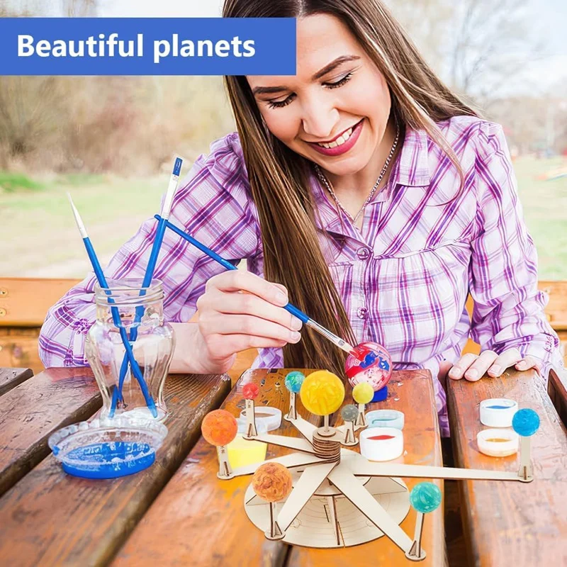 Solar System Model Foam Ball DIY Planet Model Kit Includes 11 Polystyrene Balls In 6 Sizes,12 Colors Of Paint,Paintbrush