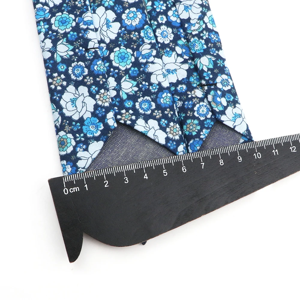 Men's Lovely Cotton Ties Blue Floral Pattern Neckties For Unique Wedding Business Party Daily Suit Shirt Wear Accessories Gifts