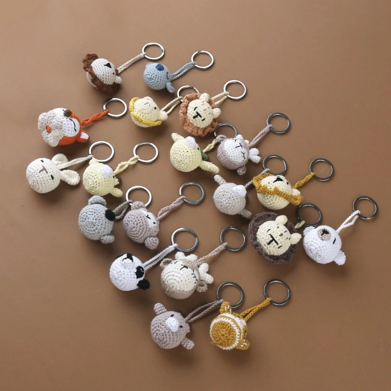 Cotton Keychain Funny Dolls Dog Crochet Hook Soft Pendant Keyring for Decor