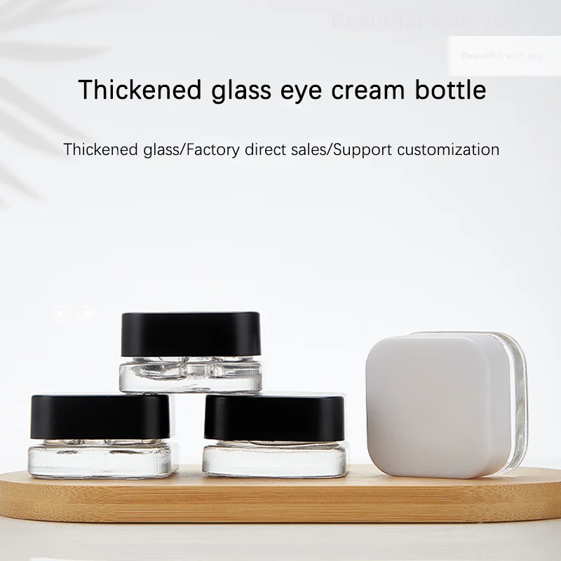 

1PCS 9ml Glass Square Jar Skin Care Eye Cream Jars Lotion Pot Refillable Bottle Makeup Eye Shadow Storage Cosmetic Container