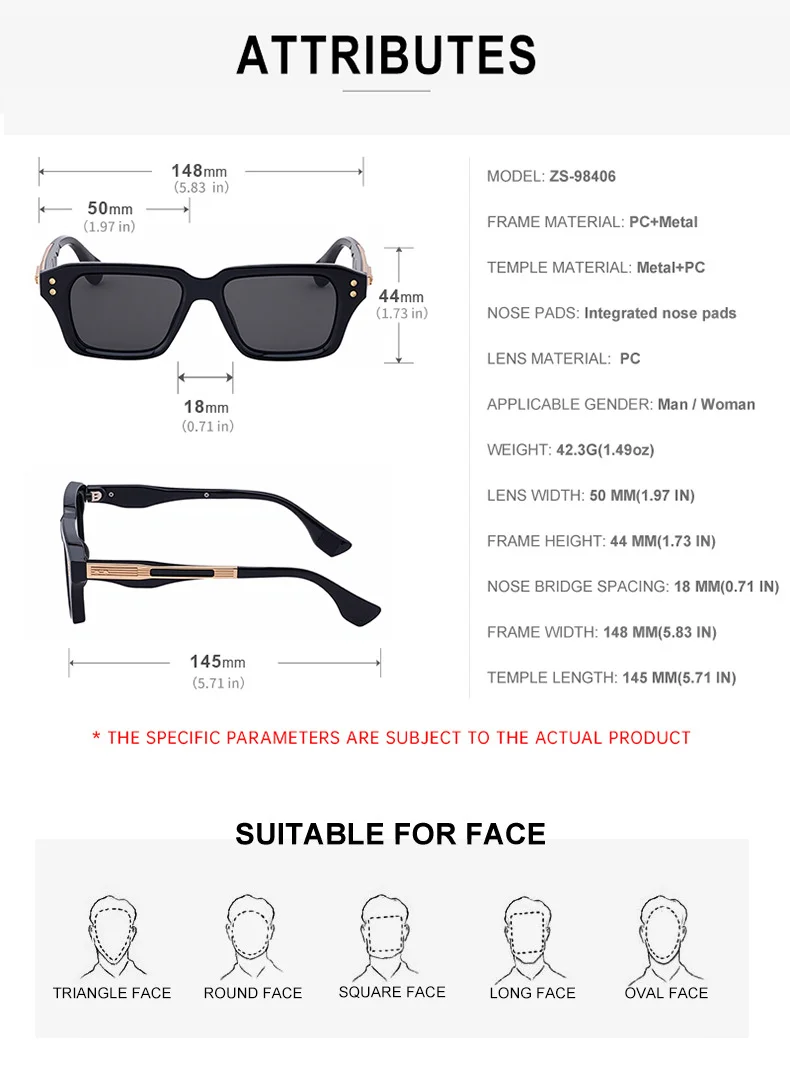 Retro Polarisierte Quadratische Punk Sonnenbrille Männer 2026 Luxus Marke Designer Klassische Fahren Schild Sonnenbrille für Männliche Shades UV400 – Detail 13