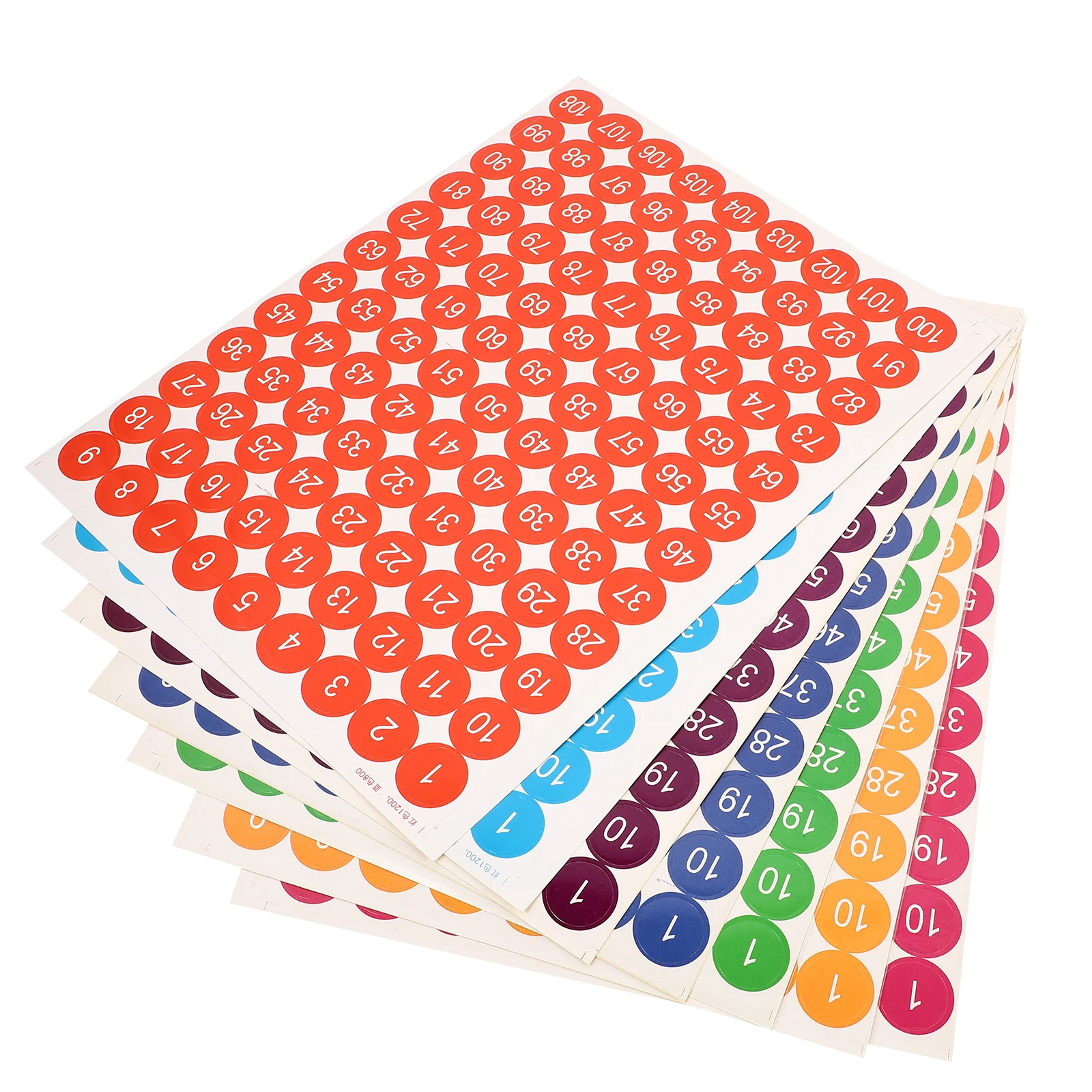 

7pcs 7 Sheets Self-Adhesive Number Stickers Paper Material Round Serial Number Paster For Home Storage Room Use Folder Label