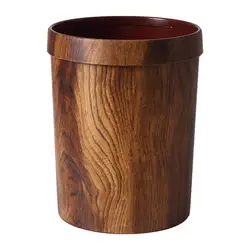 Wood Grain Trash Can Vintage Kitchen Black Bathroom Trash Can Rustic Recycling Bin Round Vintage Waste Can Removable Ring