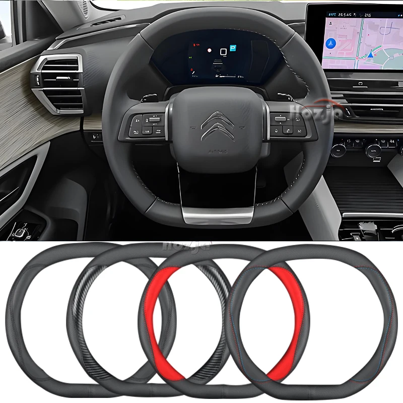 

Leather Car Steering Wheel Cover for Citroen C5X 2021 2022 2023 2024 Non-slip Auto Interior Accessories