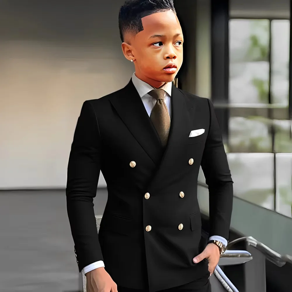 Black Suit for Boys Evening Party Tuxedo Kids Wedding Beaded Crystals Suit 2 Piece Boy Suit Jacket Pants Formal Prom Party Dress