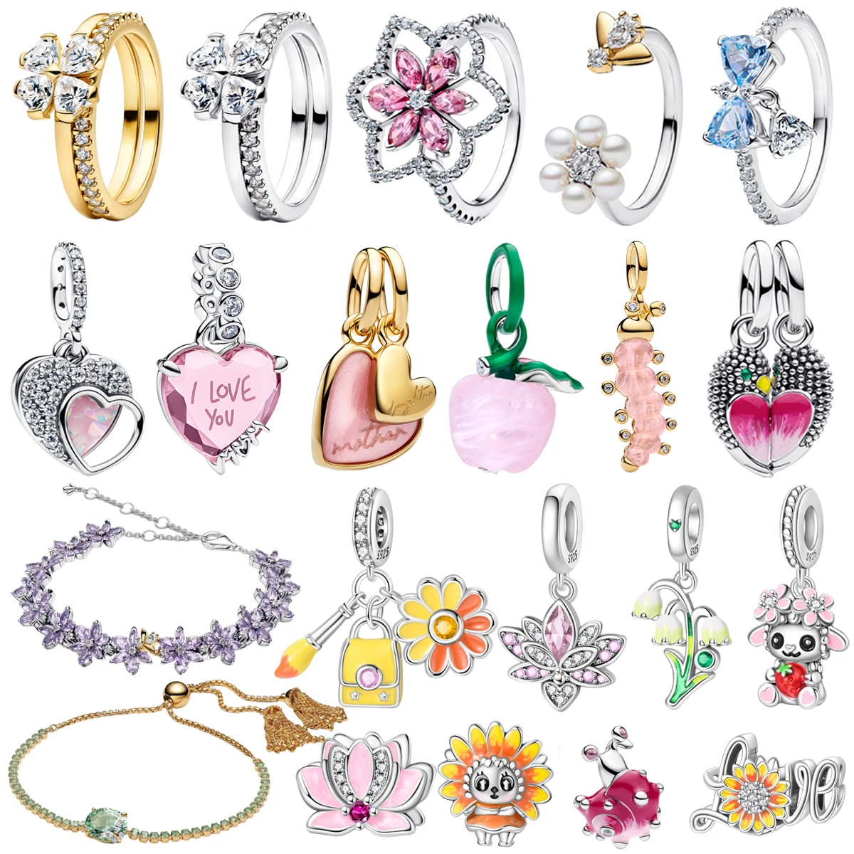 

Оригинальные серьги-гвоздики, кольца, подвески и бусины из стерлингового серебра 925 пробы в форме четырехлистного клевера для женских браслетов, ожерелий, ювелирных украшений и подарков (DIY)