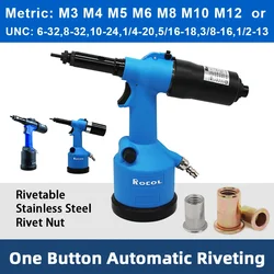 Pistola de Tuercas de remache Industrial, remachadora automática neumática hidráulica, herramienta de ajuste Rivnut, remachadora métrica M3 M4 M5 M8 M10 M12 o UNC